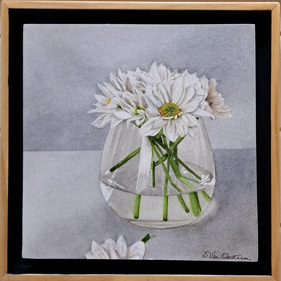 A Glass of Meadow, a watercolour work by Sue Van Oosterom