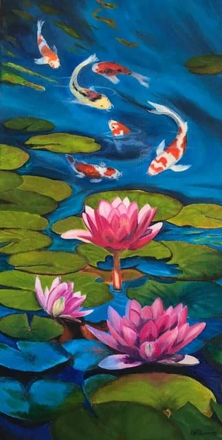 Lily Pond With Koi