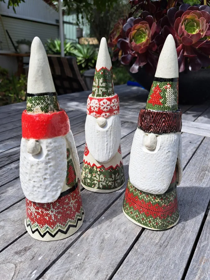 Trio of Ceramic Santas (SOLD)